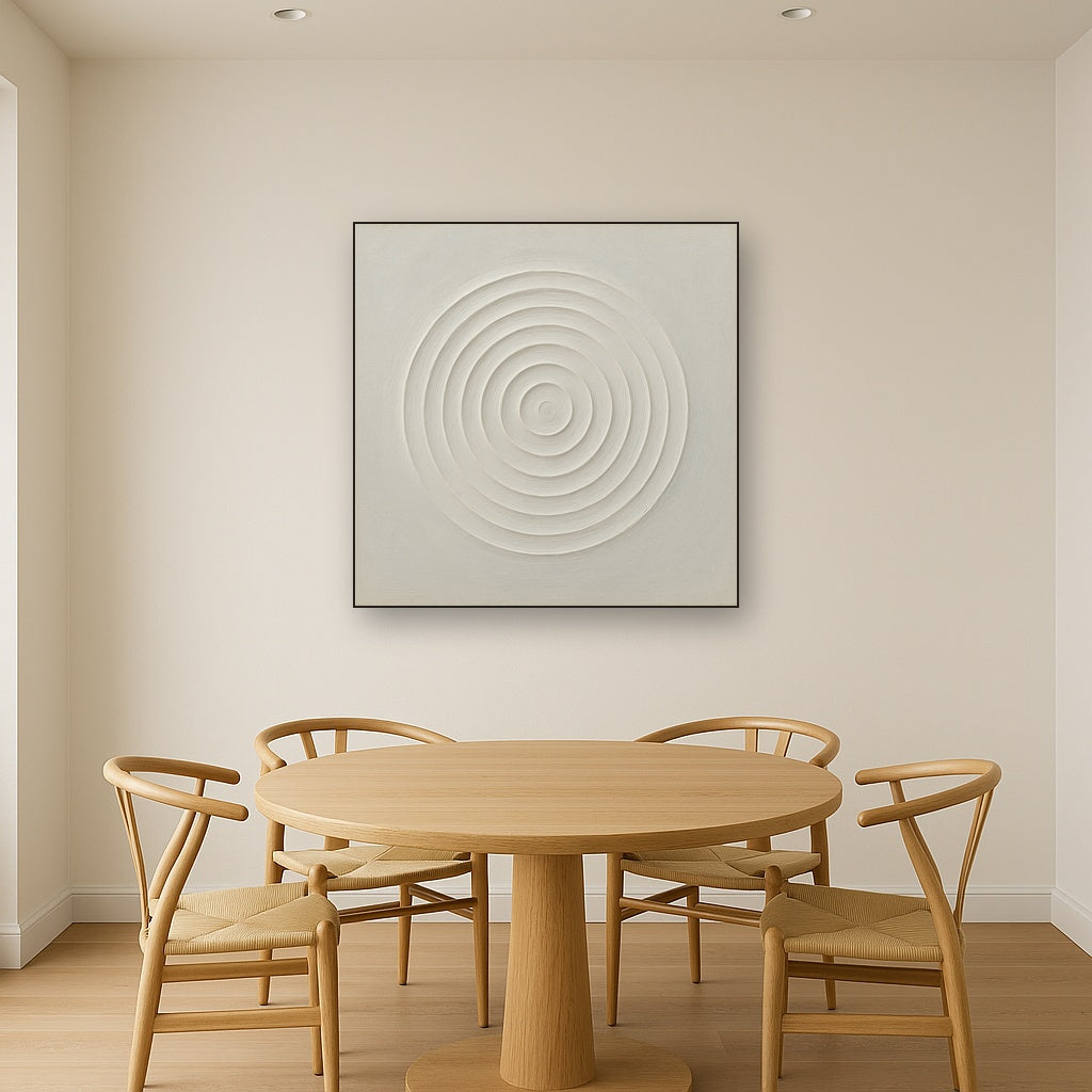 Concentric Zen Circles in Ivory No. 8 - Modern Fine Art Oil Painting - View 4