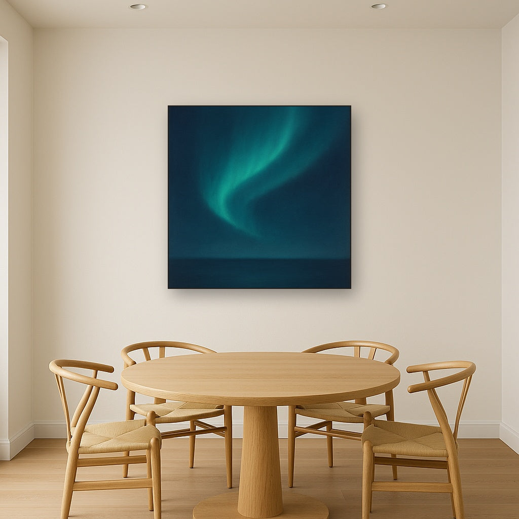 Aurora Borealis Veil in Deep Midnight Indigo No. 7 Oil Painting - View 4
