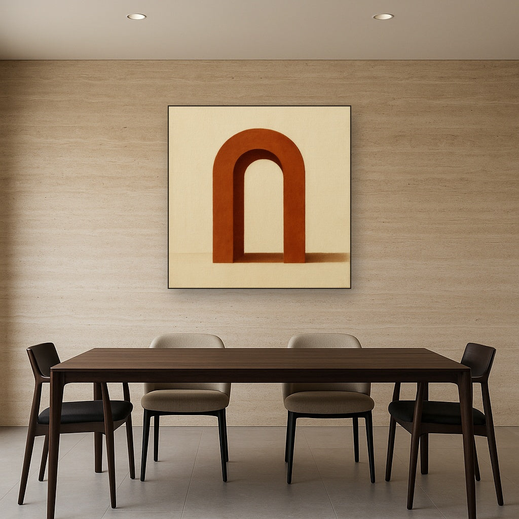 Terracotta Clay & Cream Arch No. 4 - Modern Fine Art Oil Painting - View 4