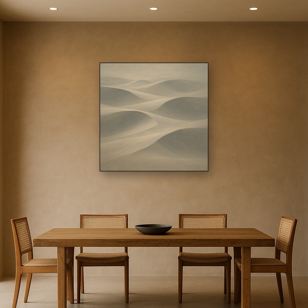 Monochrome Sand Dune Contours & Pale Slate No. 10 Oil Painting - View 4