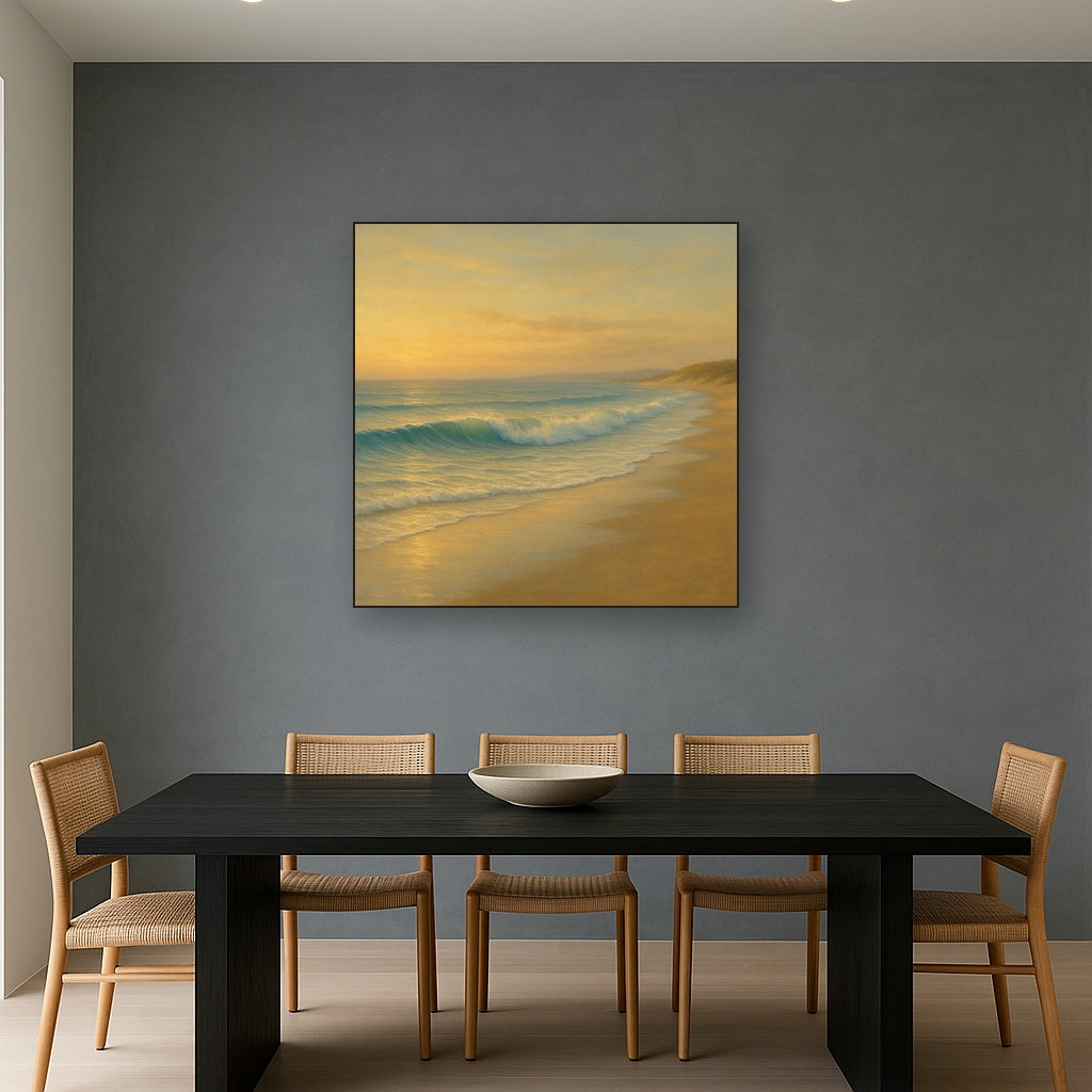 Gentle Breaking Waves & Wet Beach Reflection No. 18 Oil Painting - View 4