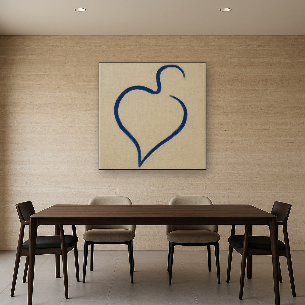 Cobalt Blue & Pale Oat Contour No. 8 - Modern Fine Art Oil Painting - View 4