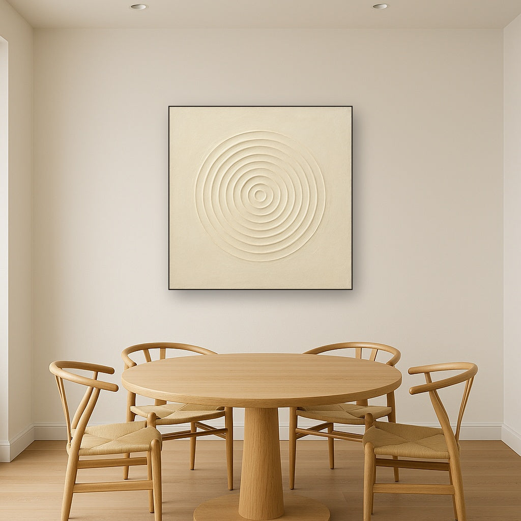 Concentric Zen Circles in Ivory No. 8 - Modern Fine Art Oil Painting - View 4