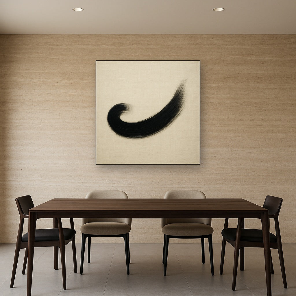 Monochrome Brushstroke Void No. 5 - Modern Fine Art Oil Painting - View 4