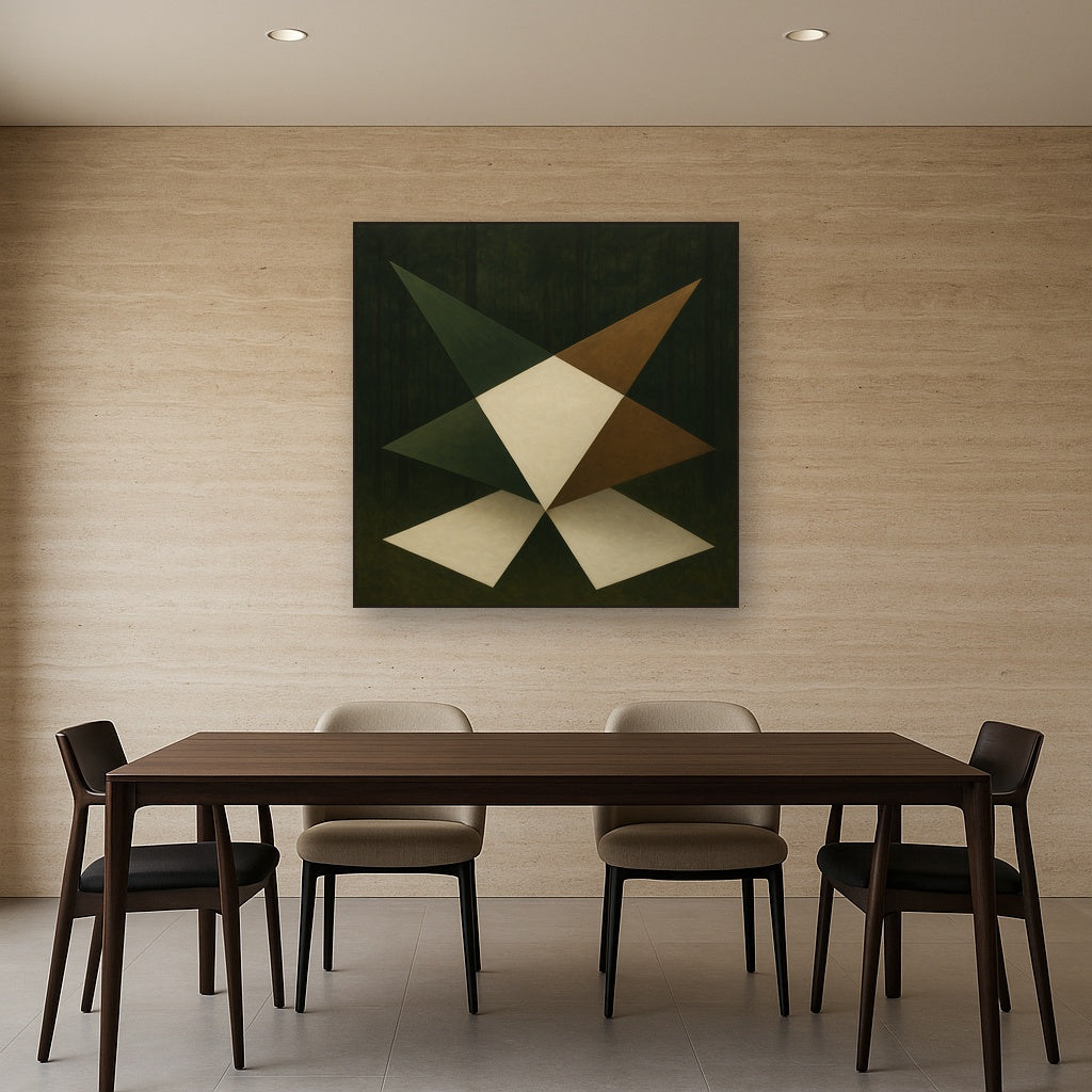 Kinetic Diagonal Planes in Forest & Alabaster No. 13 Fine Art Oil Painting - View 4