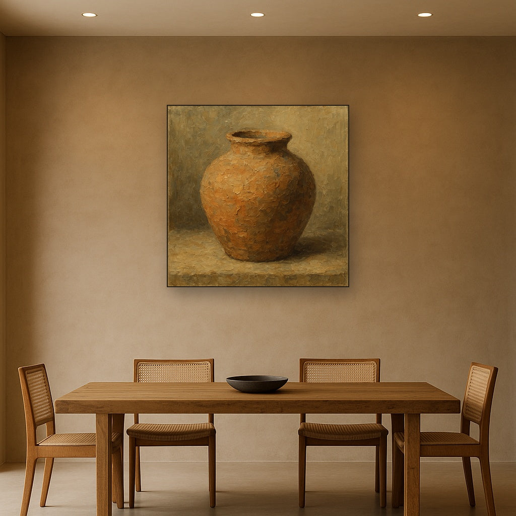 Rough Terracotta Vessel Study Wabi-Sabi Oil Painting - View 4