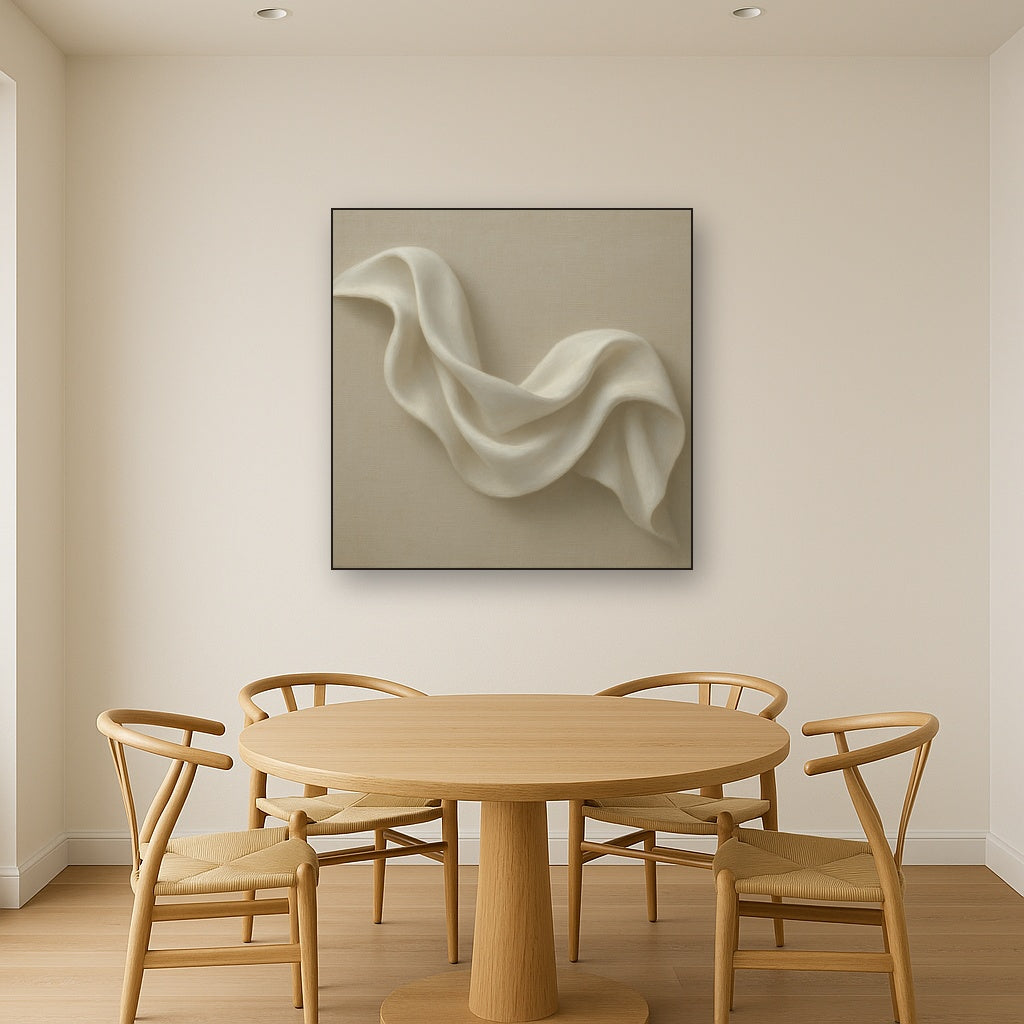 Alabaster Linen Texture Fold No. 4 - Modern Fine Art Oil Painting - View 4