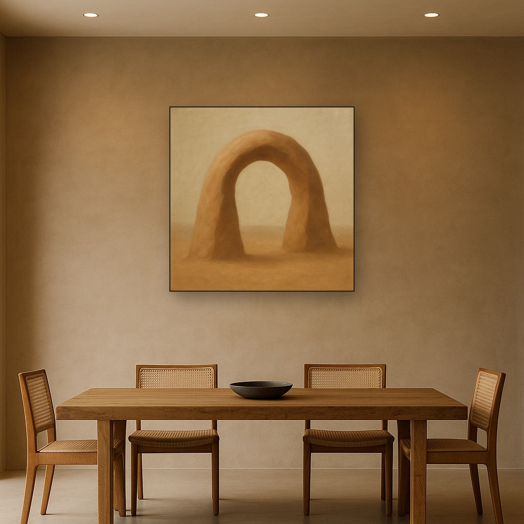Warm Beige Travertine Arch No. 1 - Modern Fine Art Oil Painting - View 4
