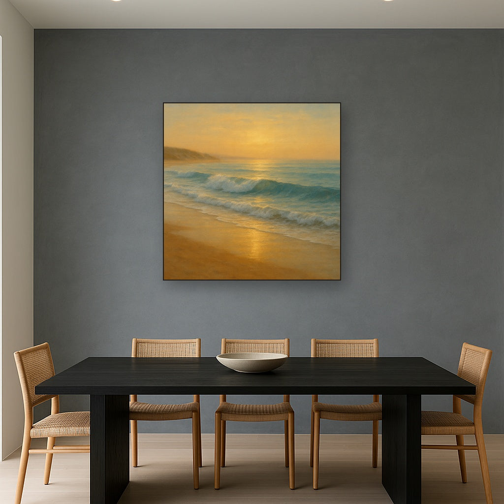 Gentle Breaking Waves & Wet Beach Reflection No. 14 Oil Painting - View 4