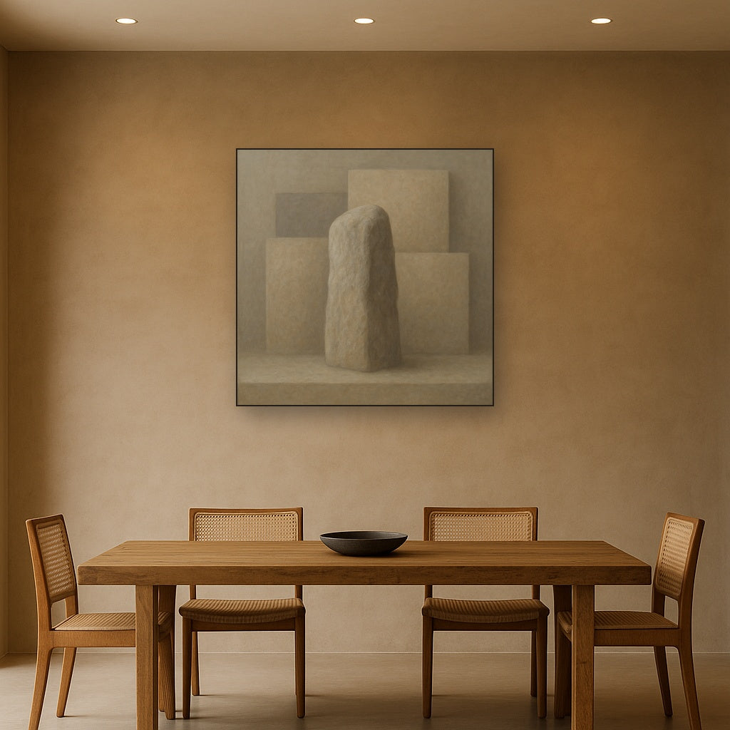 Driftwood Grey & Weathered Stone Monolith No. 12 Oil Painting - View 4