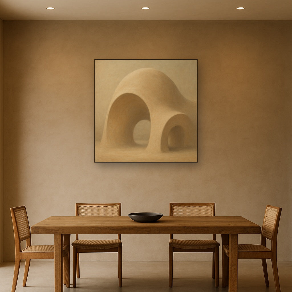 Soft Architectural Curve in Desert Bone No. 15 Oil Painting - View 4