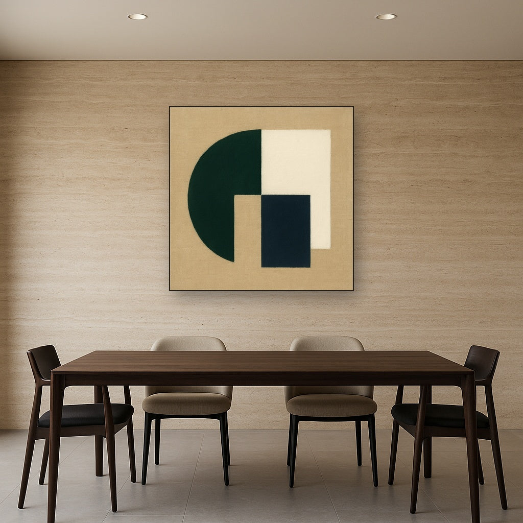 Forest Emerald & Chalk Interlock No. 6 - Modern Fine Art Oil Painting - View 4