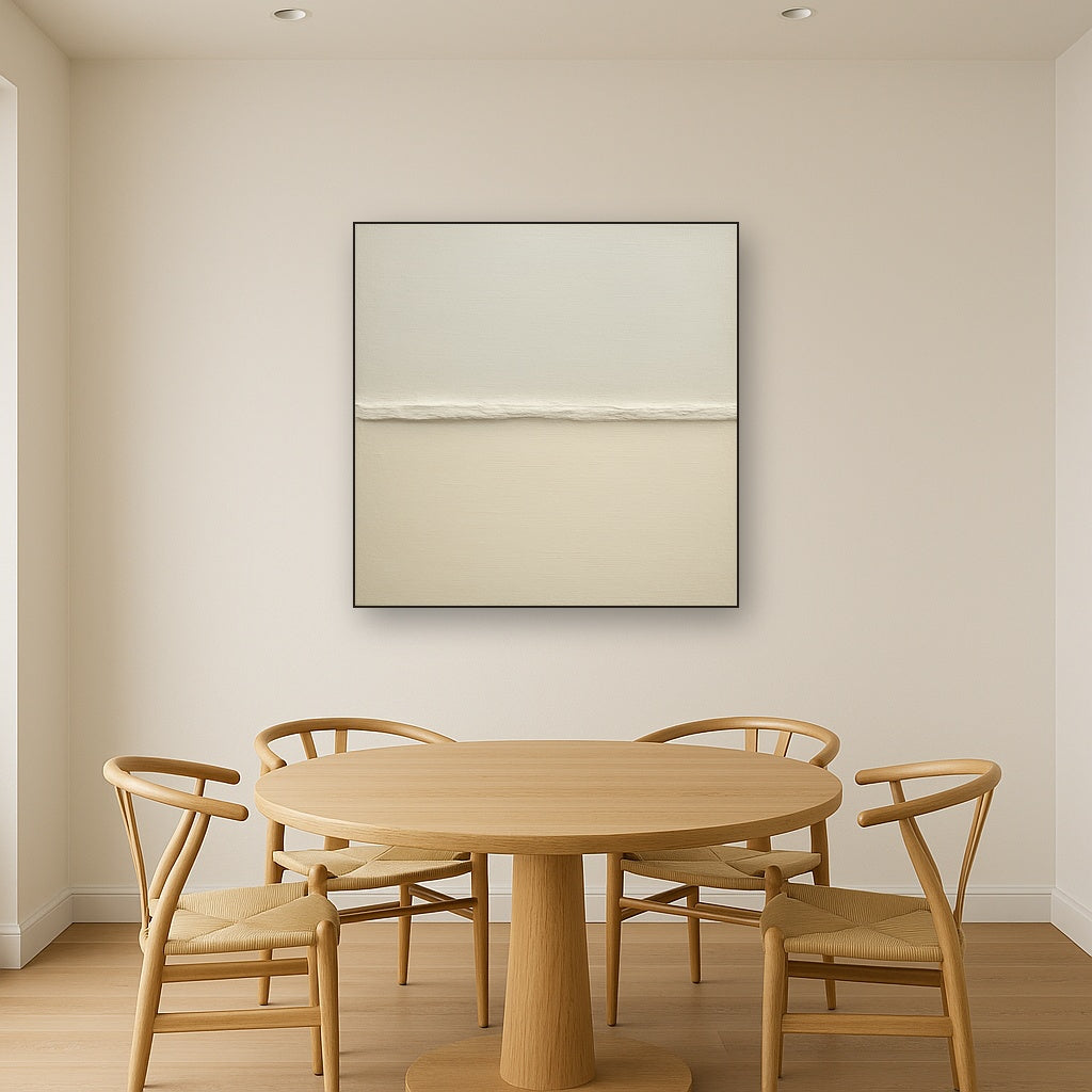 Minimalist White Horizon Band No. 7 - Modern Fine Art Oil Painting - View 4