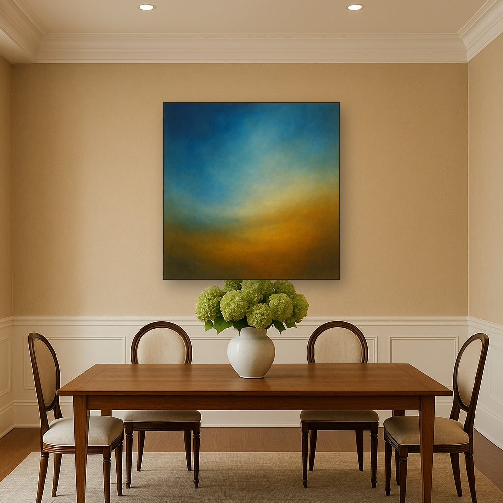Celestial Azure & Warm Ochre Equilibrium No. 11 Oil Painting - View 4