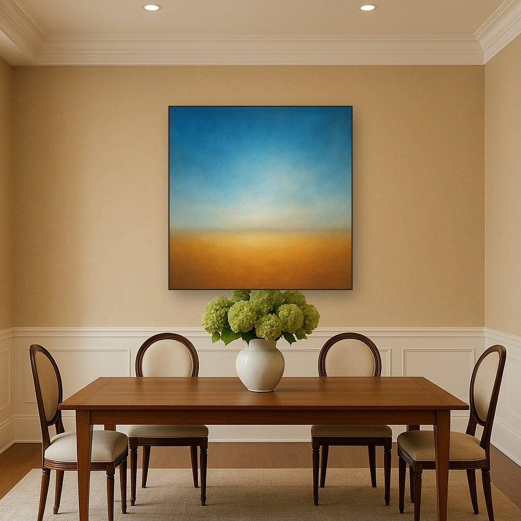 Celestial Azure & Warm Ochre Equilibrium No. 15 Oil Painting - View 4
