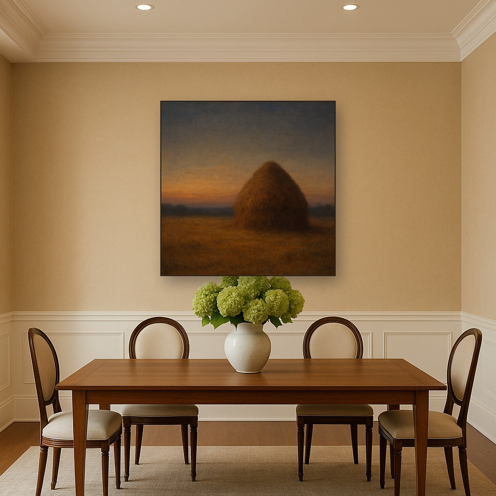 Dusk Horizon over Weathered Haystack No. 8 Oil Painting - View 4