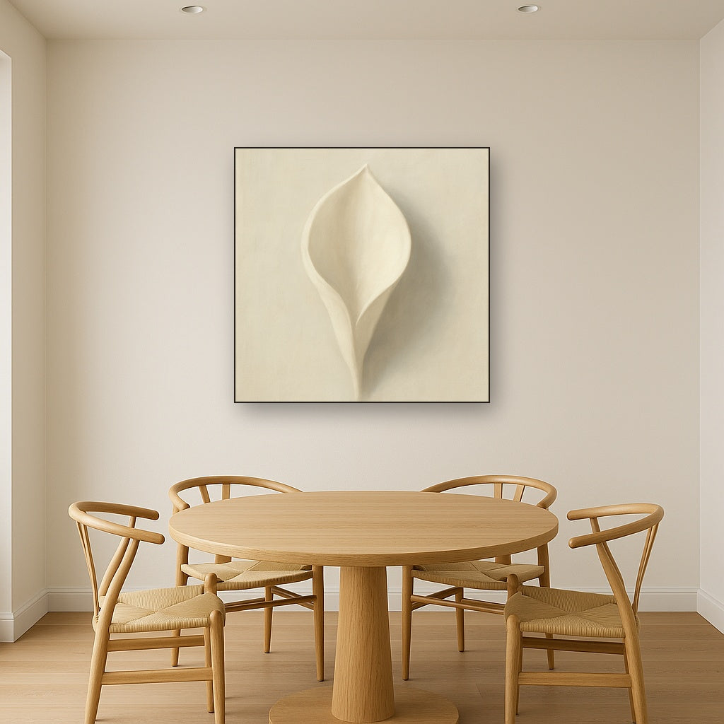 Sculpted Ivory Floral Contour No. 1 - Modern Fine Art Oil Painting - View 4