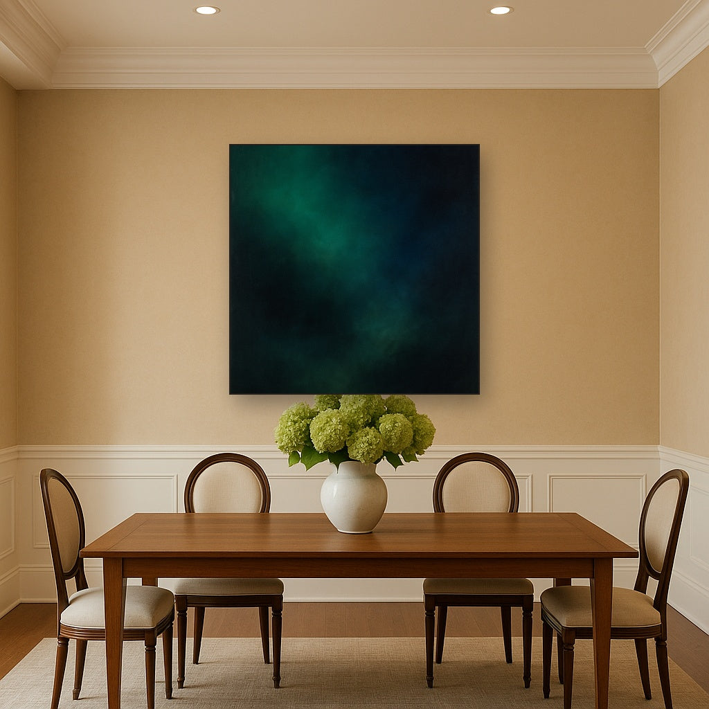 Emerald & Midnight Sapphire Sfumato Immersion No. 16 Oil Painting - View 4