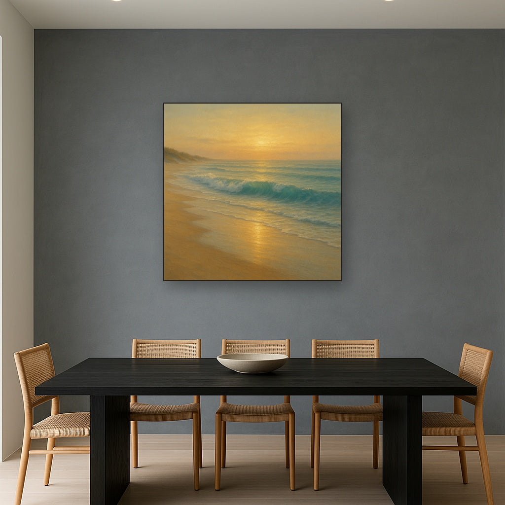 Gentle Breaking Waves & Wet Beach Reflection No. 9 Oil Painting - View 4