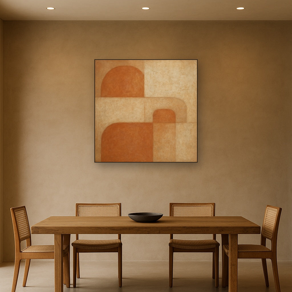 Earthy Terracotta & Weathered Plaster Wash No. 2 Oil Painting - View 4