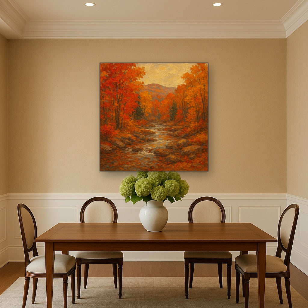 Autumn in the Adirondacks Landscape Oil Painting - View 4