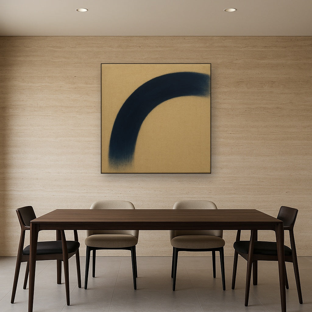 Navy Indigo & Warm Sand Sweep No. 2 - Modern Fine Art Oil Painting - View 4