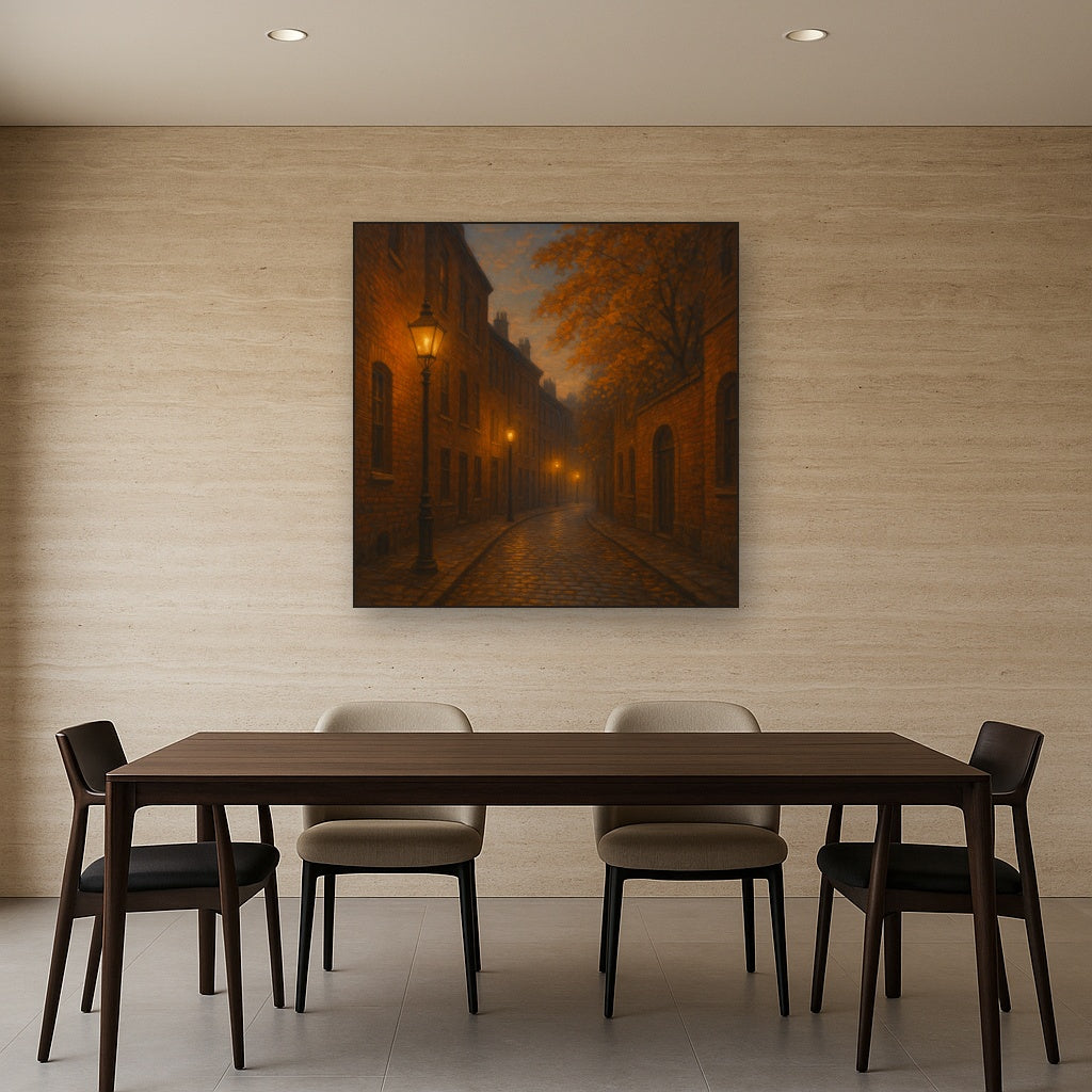 London Gaslamp Alley in Autumn Dusk No. 3 Oil Painting - View 4