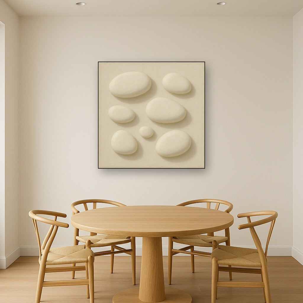 Organic Pebble Relief in White No. 6 - Modern Fine Art Oil Painting - View 4