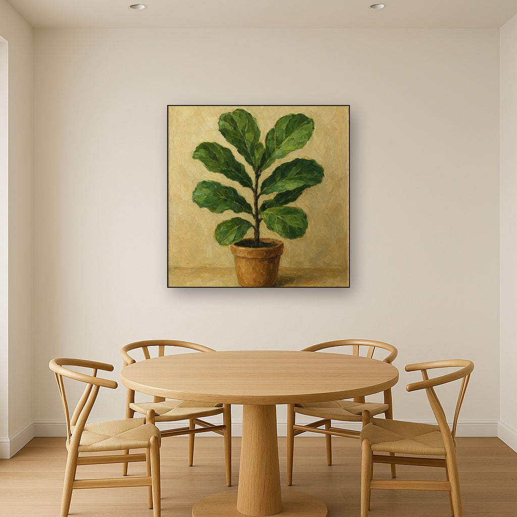 Minimalist Fiddle Leaf Fig Oil Painting - View 4