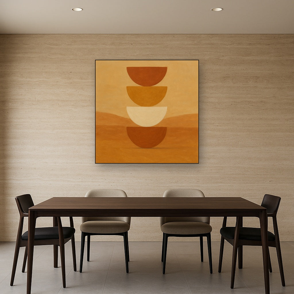 Stacked Semicircle Totem in Desert Warmth No. 11 Fine Art Oil Painting - View 4