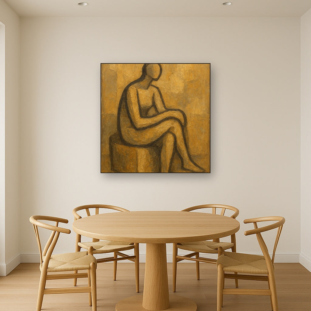Abstracted Seated Silhouette Figurative Oil Painting - View 4