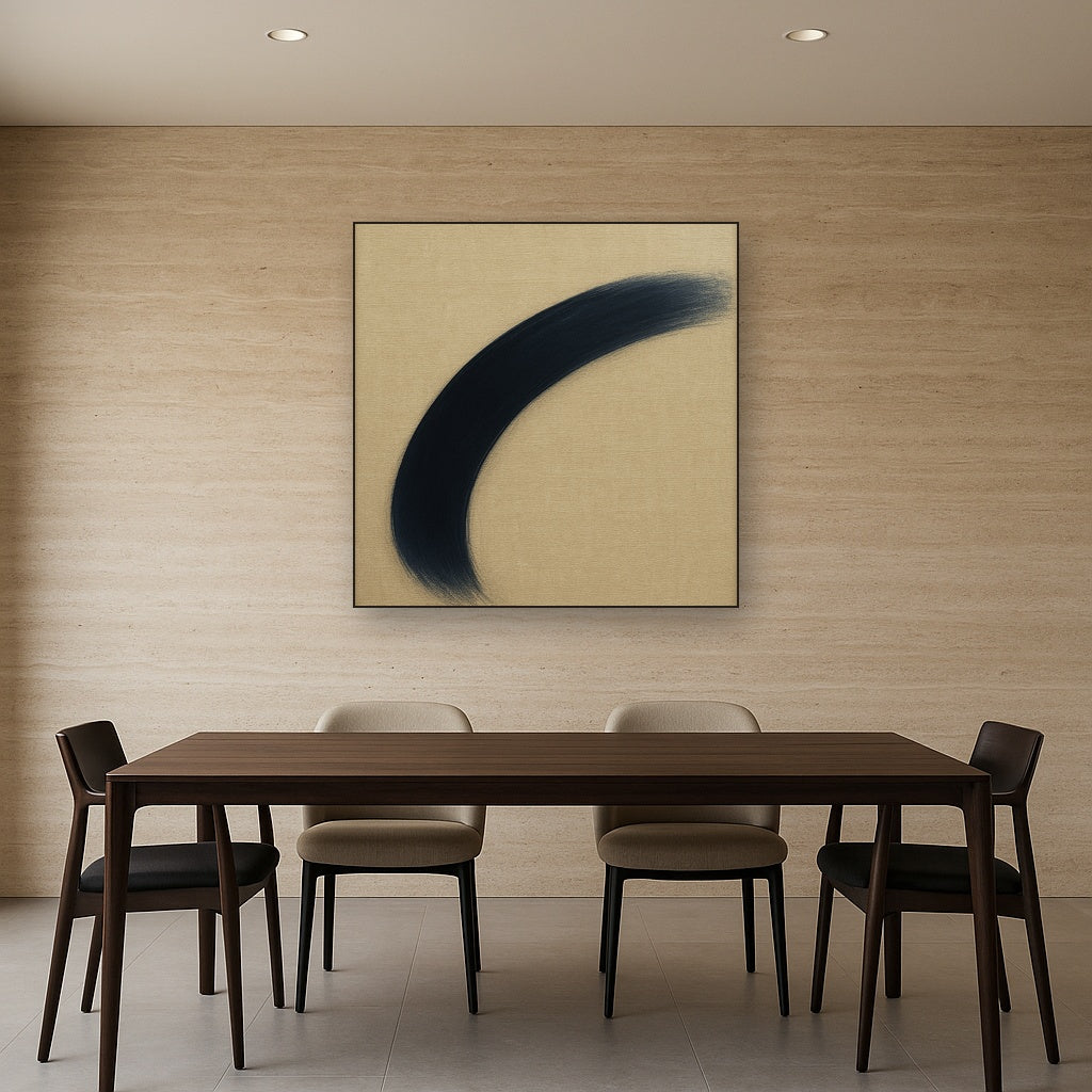 Navy Indigo & Warm Sand Sweep No. 2 - Modern Fine Art Oil Painting - View 4