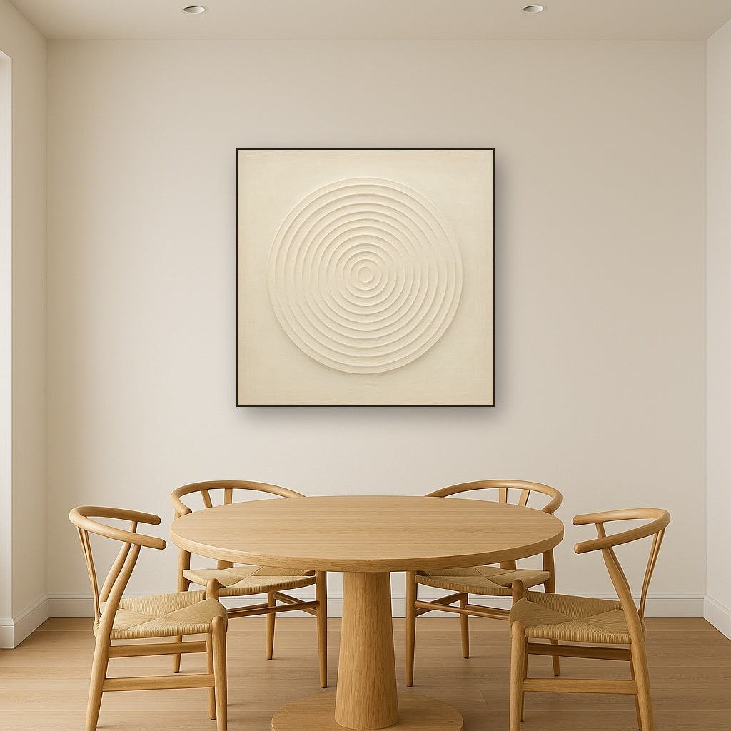 Concentric Zen Circles in Ivory No. 8 - Modern Fine Art Oil Painting - View 4