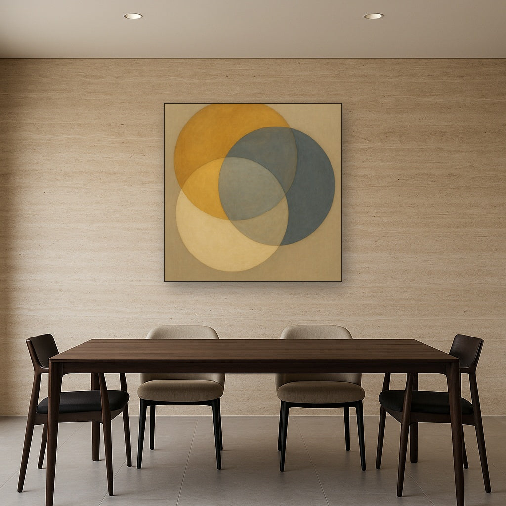 Intersecting Discs in Burnished Ochre & Slate No. 2 Fine Art Oil Painting - View 4