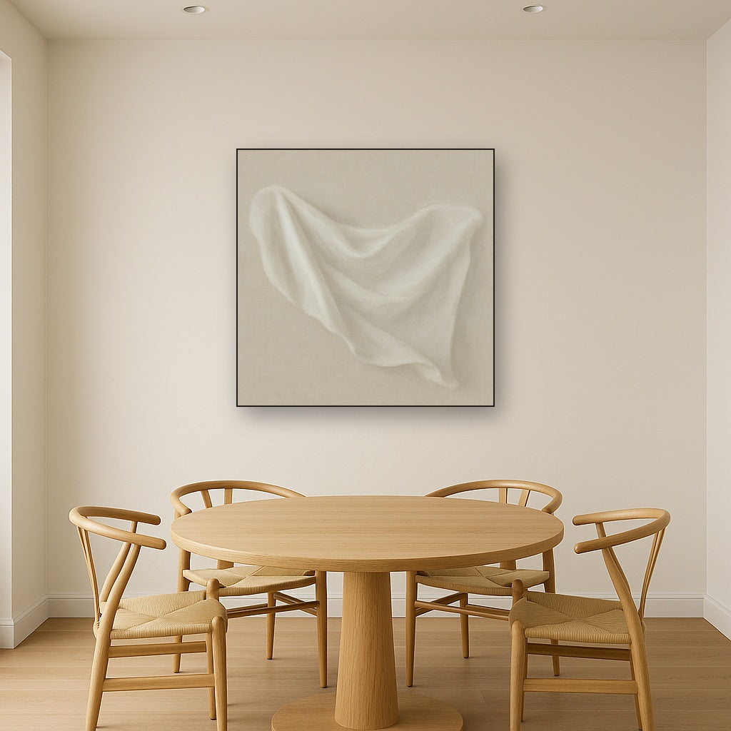 Alabaster Linen Texture Fold No. 4 - Modern Fine Art Oil Painting - View 4