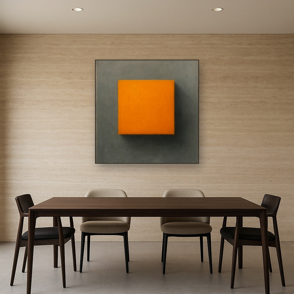 Cadmium Amber & Slate Grey Block No. 10 - Modern Fine Art Oil Painting - View 4