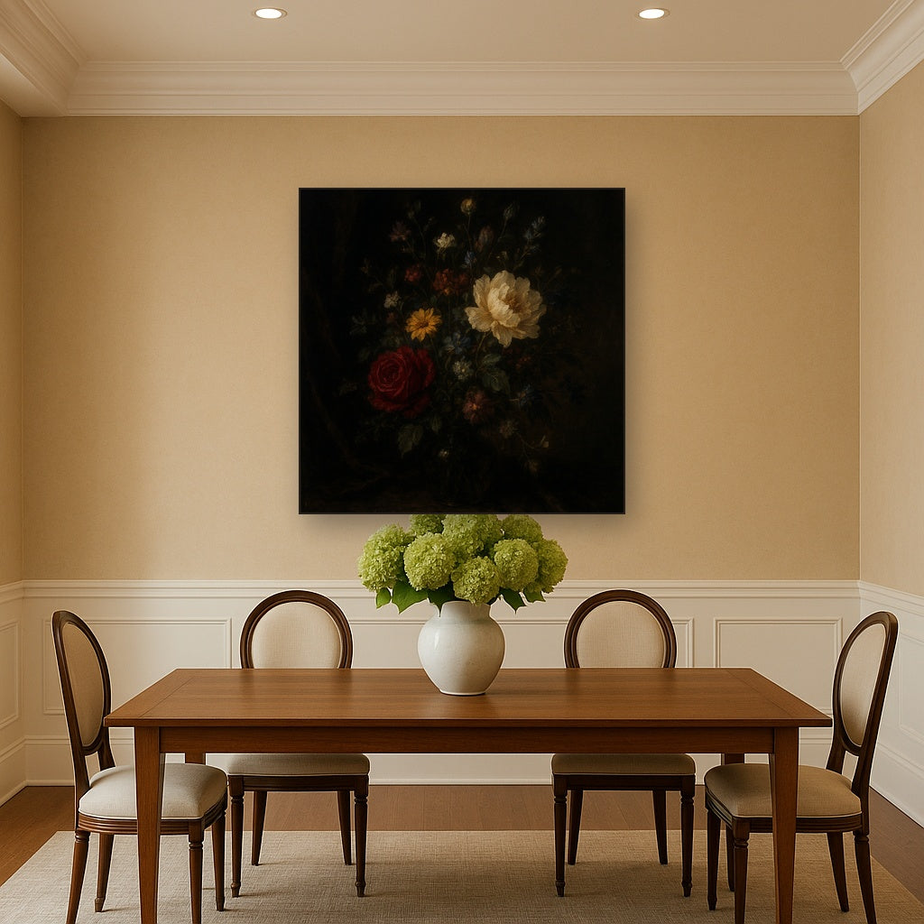 Moody Dutch Master Dark Floral Still Life No. 13 Fine Art Oil Painting - View 4