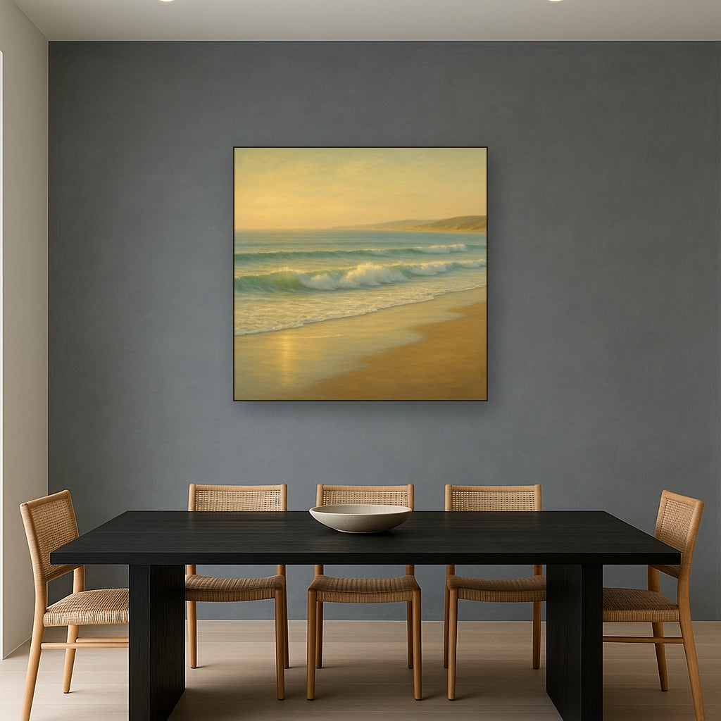 Gentle Breaking Waves & Wet Beach Reflection No. 15 Oil Painting - View 4