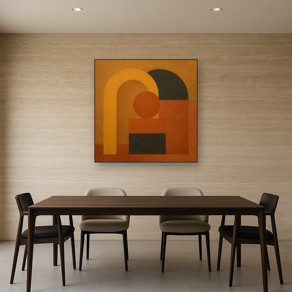 Arch & Circle Equilibrium in Warm Earth Tones No. 23 Oil Painting - View 4