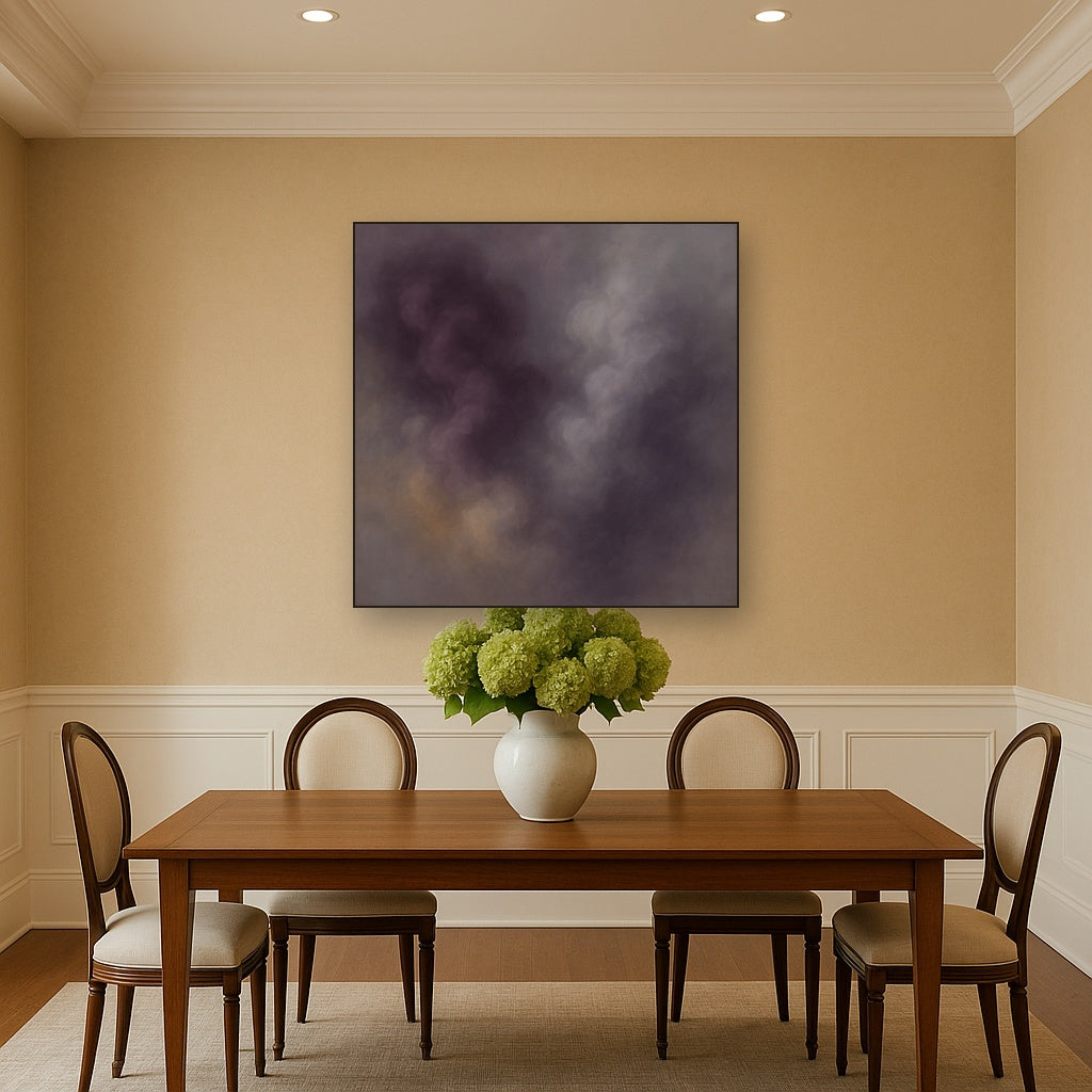 Gilded Plum & Soft Smoke Cloud Harmony No. 3 Oil Painting - View 4