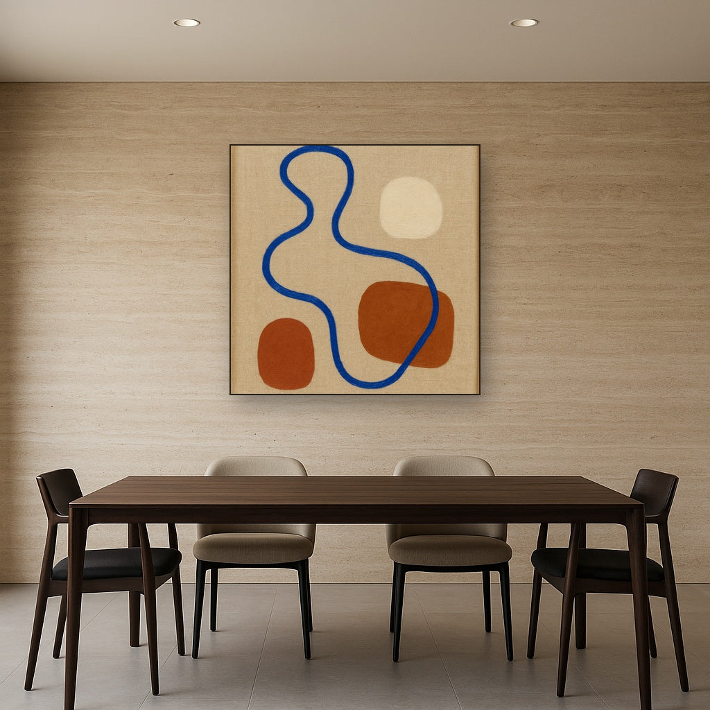 Cobalt Blue & Pale Oat Contour No. 8 - Modern Fine Art Oil Painting - View 4