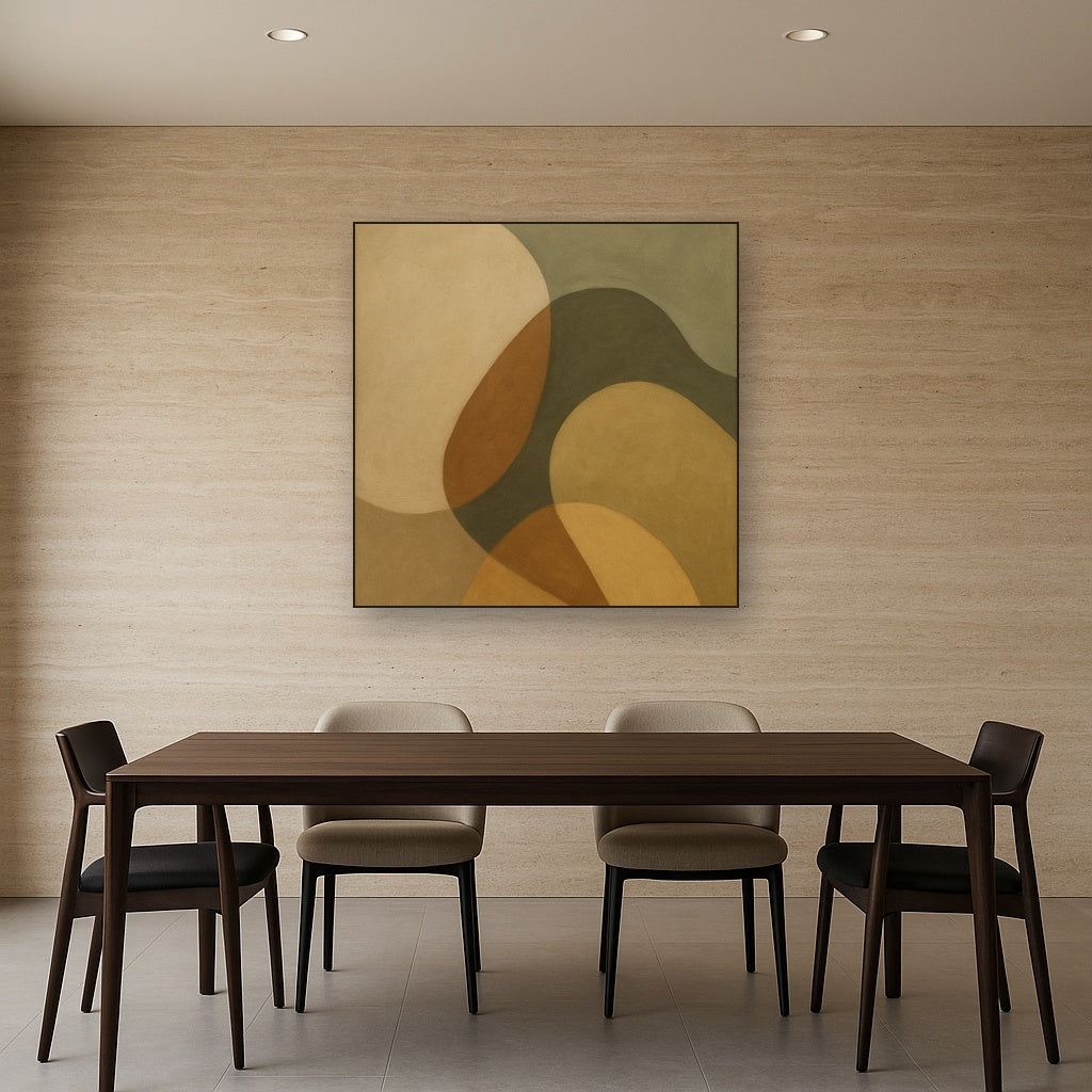 Organic Curved Shapes in Neutral Earth Pigments No. 8 Fine Art Oil Painting - View 4