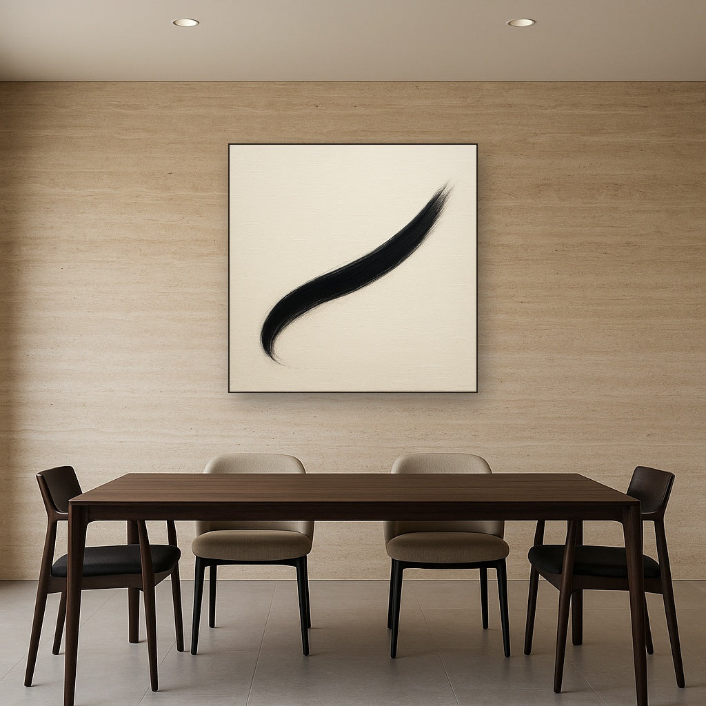 Monochrome Brushstroke Void No. 5 - Modern Fine Art Oil Painting - View 4
