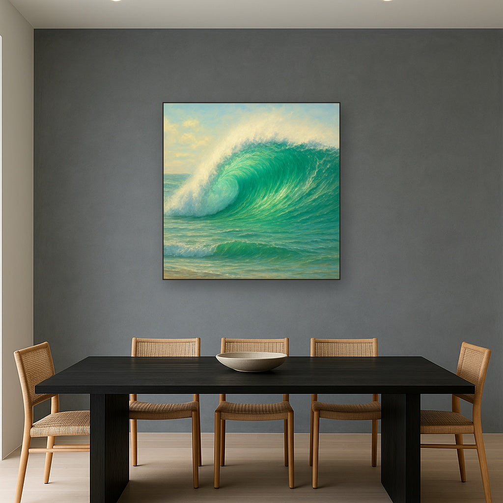 Emerald Breaker Wave in Crystalline Light No. 10 Fine Art Oil Painting - View 4