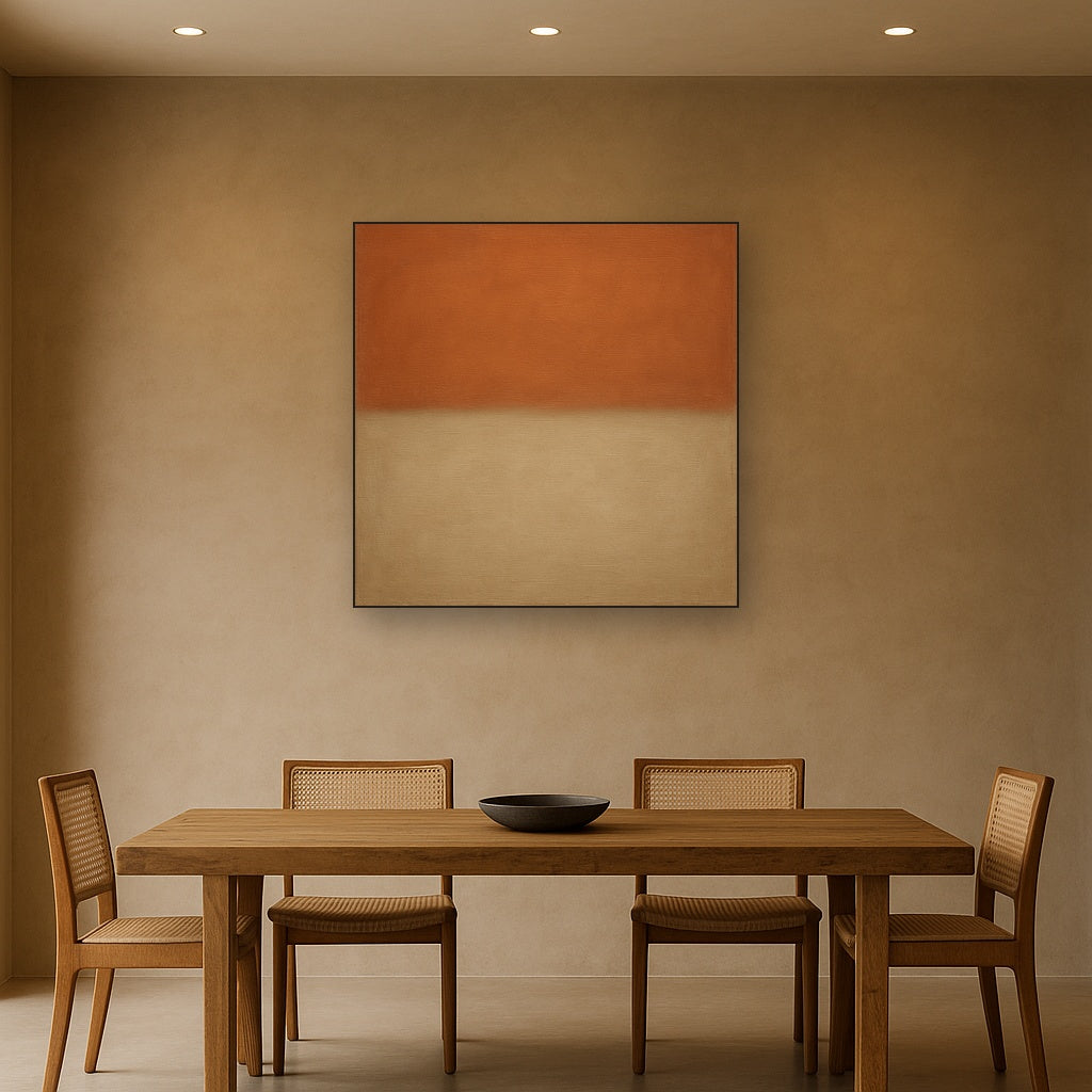 Terracotta & Greige Earth Bands No. 6 - Modern Fine Art Oil Painting - View 4