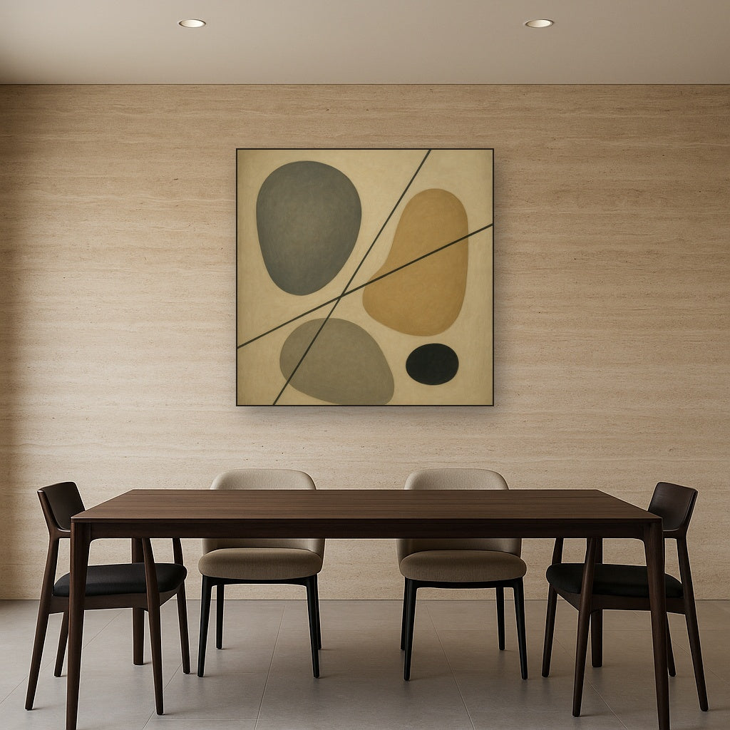 Organic Pebble Contours & Slanted Lines No. 8 Oil Painting - View 4