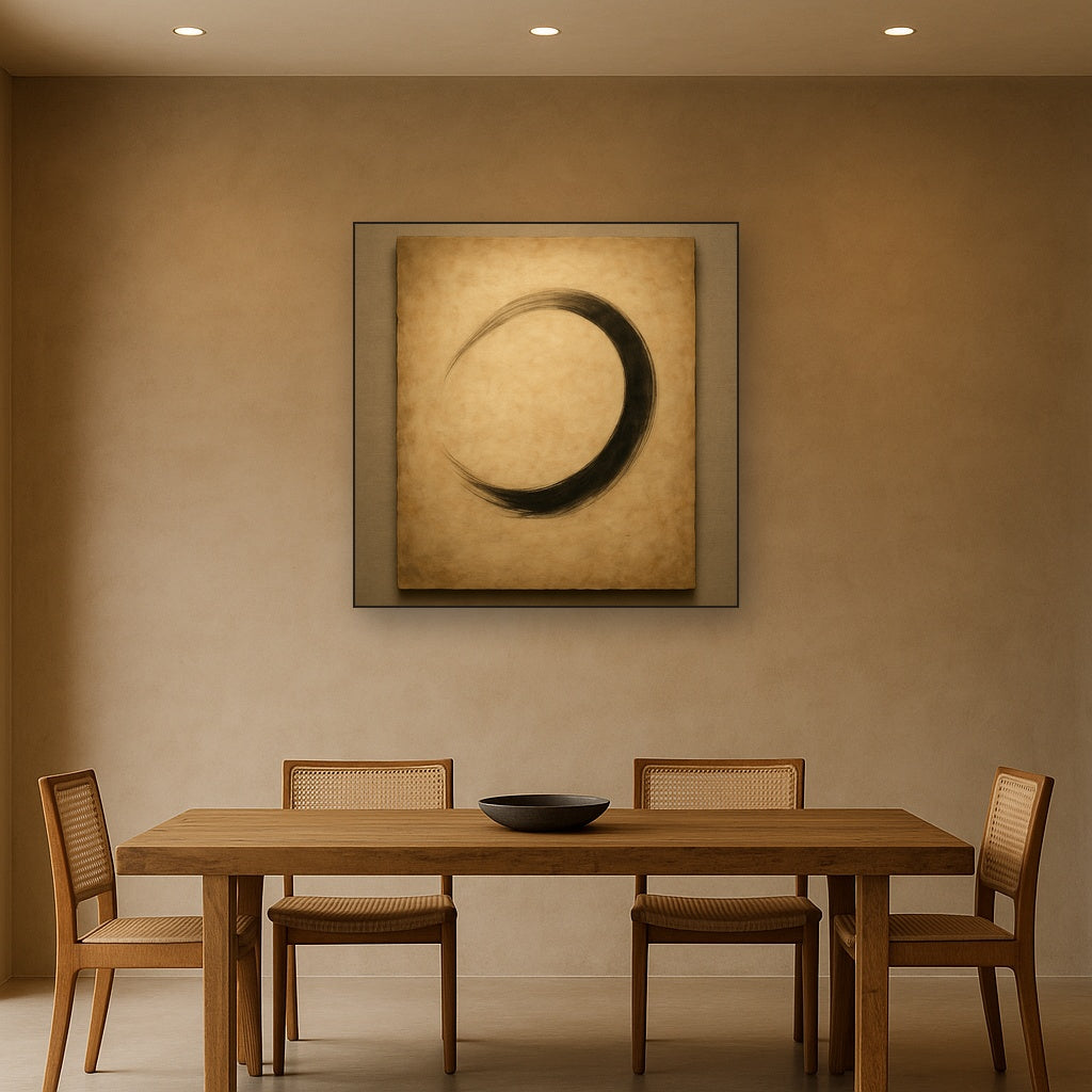 Aged Rice Paper & Charcoal Calligraphic Balance No. 20 Oil Painting - View 4