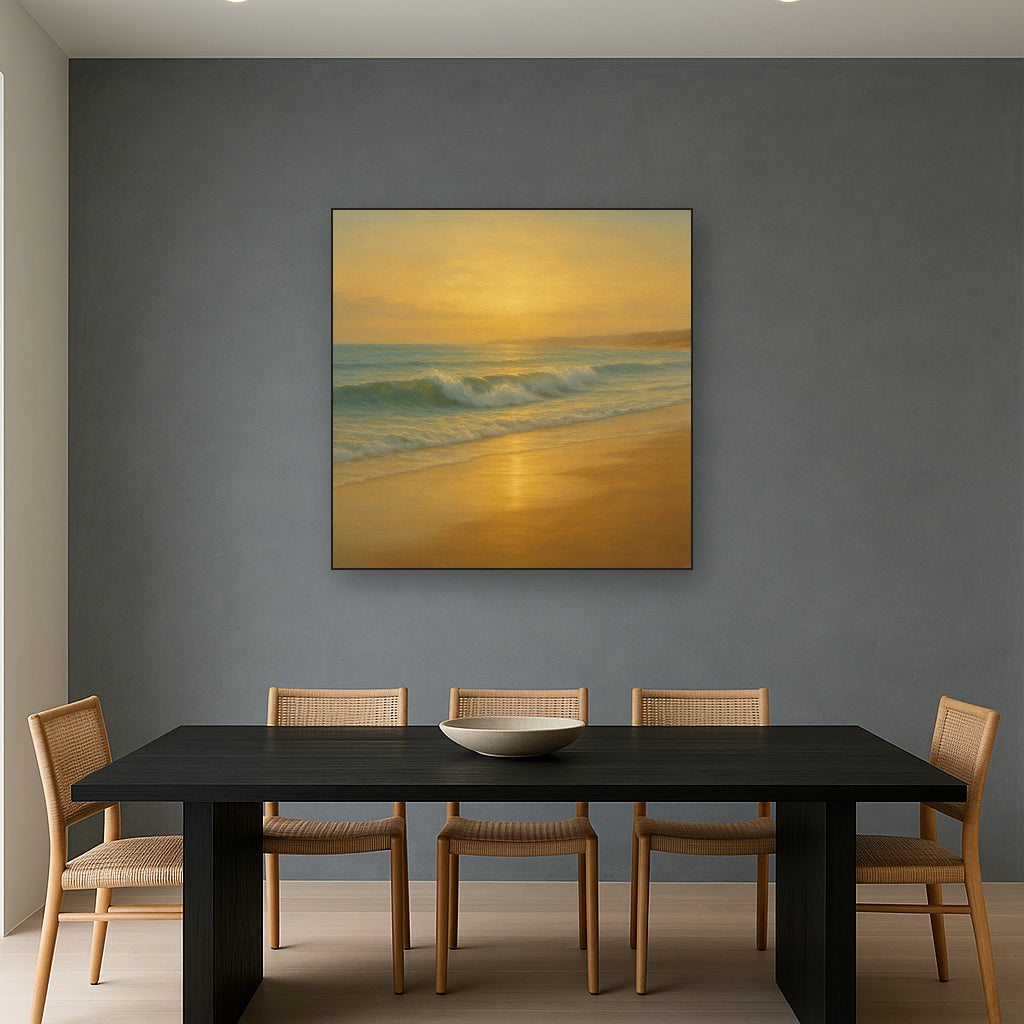 Gentle Breaking Waves & Wet Beach Reflection No. 6 Oil Painting - View 4