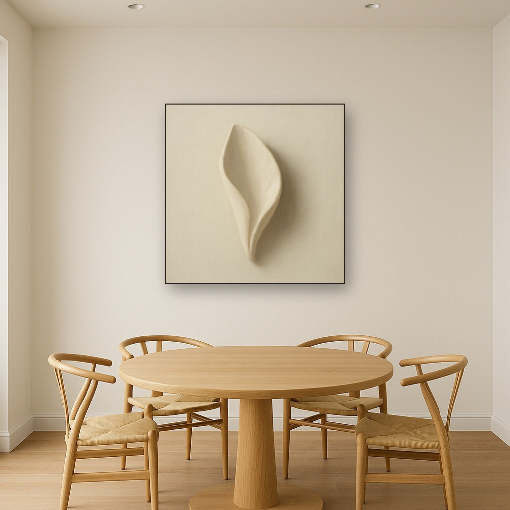 Sculpted Ivory Floral Contour No. 1 - Modern Fine Art Oil Painting - View 4