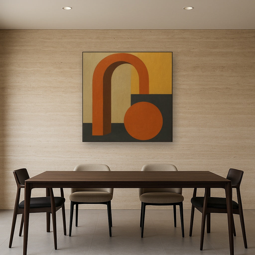 Bauhaus Archway & Terracotta Semicircle Suite No. 14 Fine Art Oil Painting - View 4